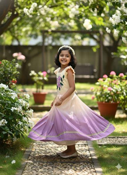 Dhanlaxmi Flower Silk Purple Wholesale children fashion